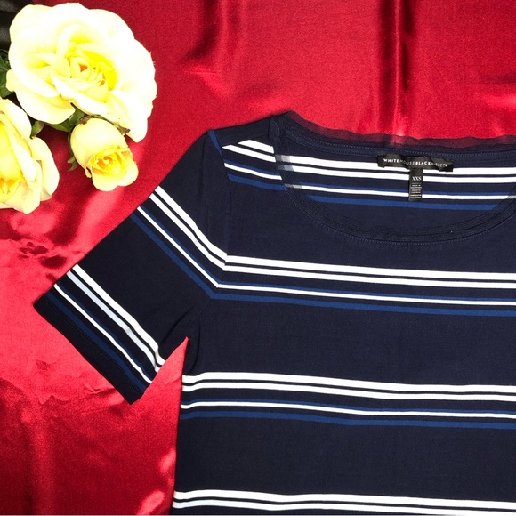 ⭐️NEW⭐️White House Black Market (WHBM) Short Sleeve Stripe Knit Shift Dress - Picture 8 of 12